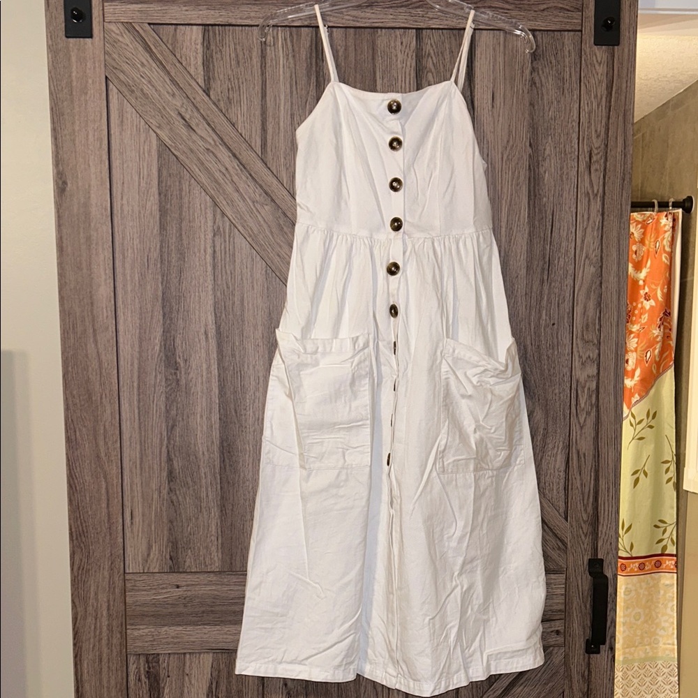 Forever 21 White Button-Front Midi Dress
